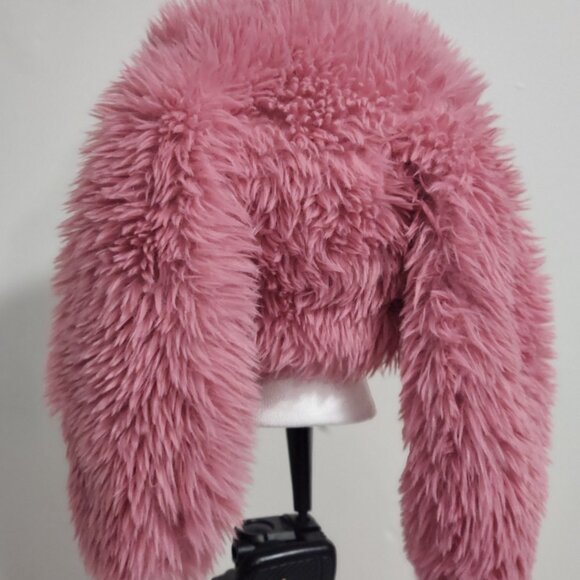 Faux fur pink hat with rabbit ears, 52 size - Picture 3 of 4